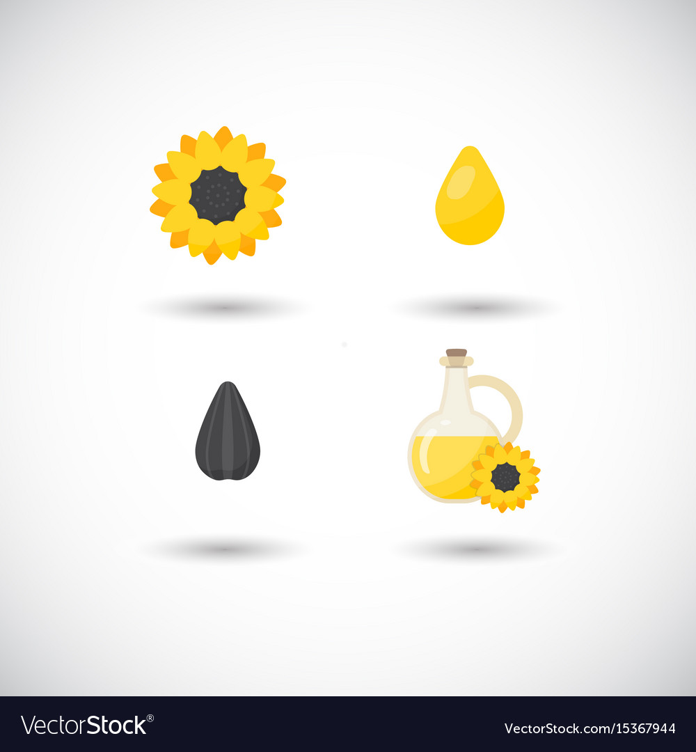 Sonnenblume Öl flache Icons Set