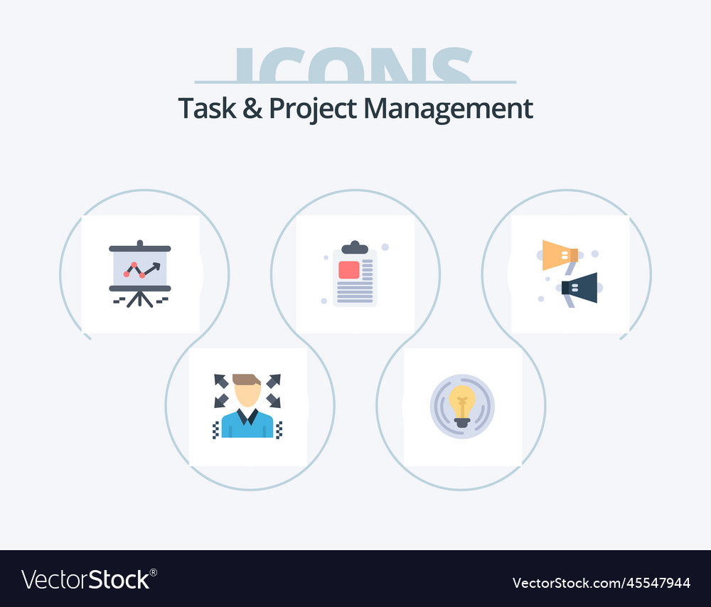 Task and project management flat icon pack 5 icon Vector Image