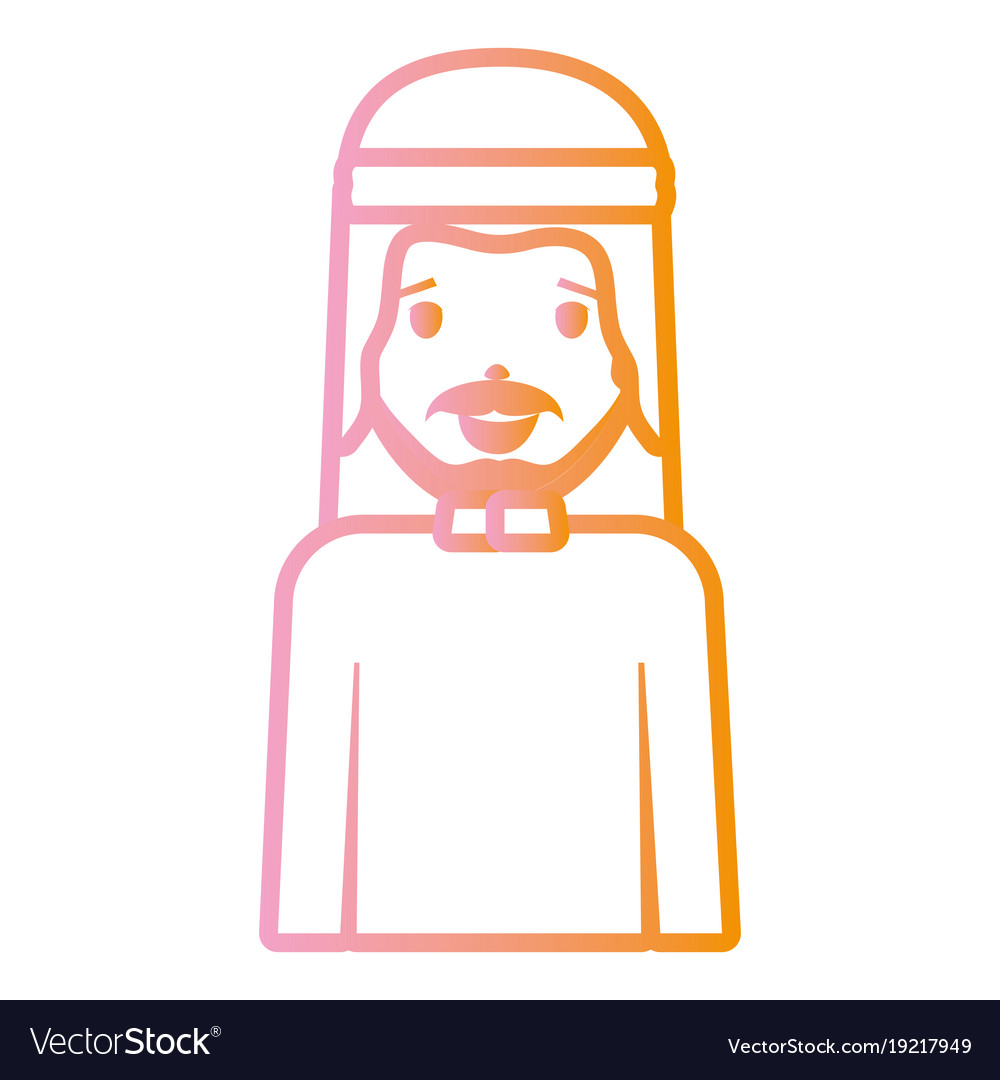 Arab man cartoon neon lines