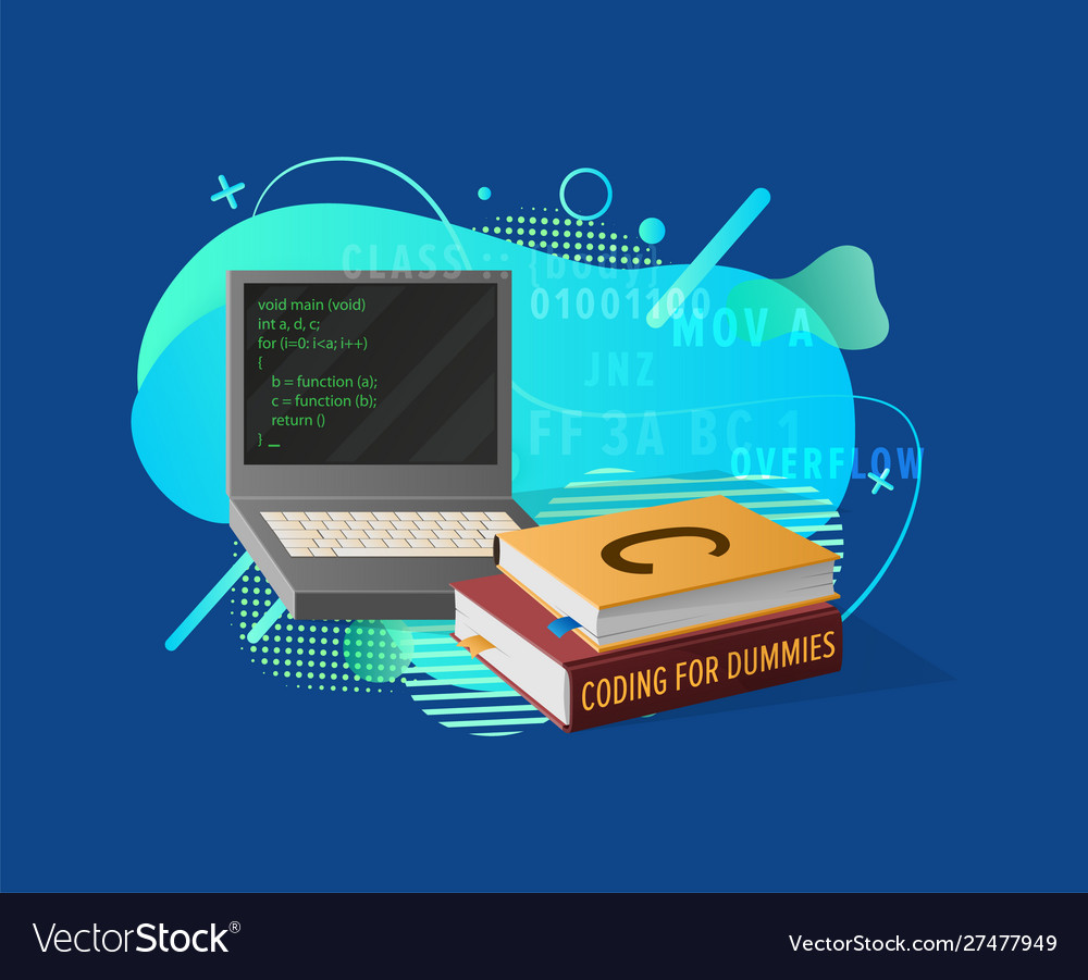 Coding education programming in laptop vector image Coding education programming in laptop
