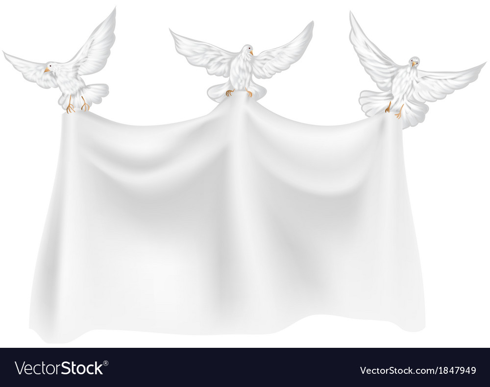 Empty Banner with Three Doves
