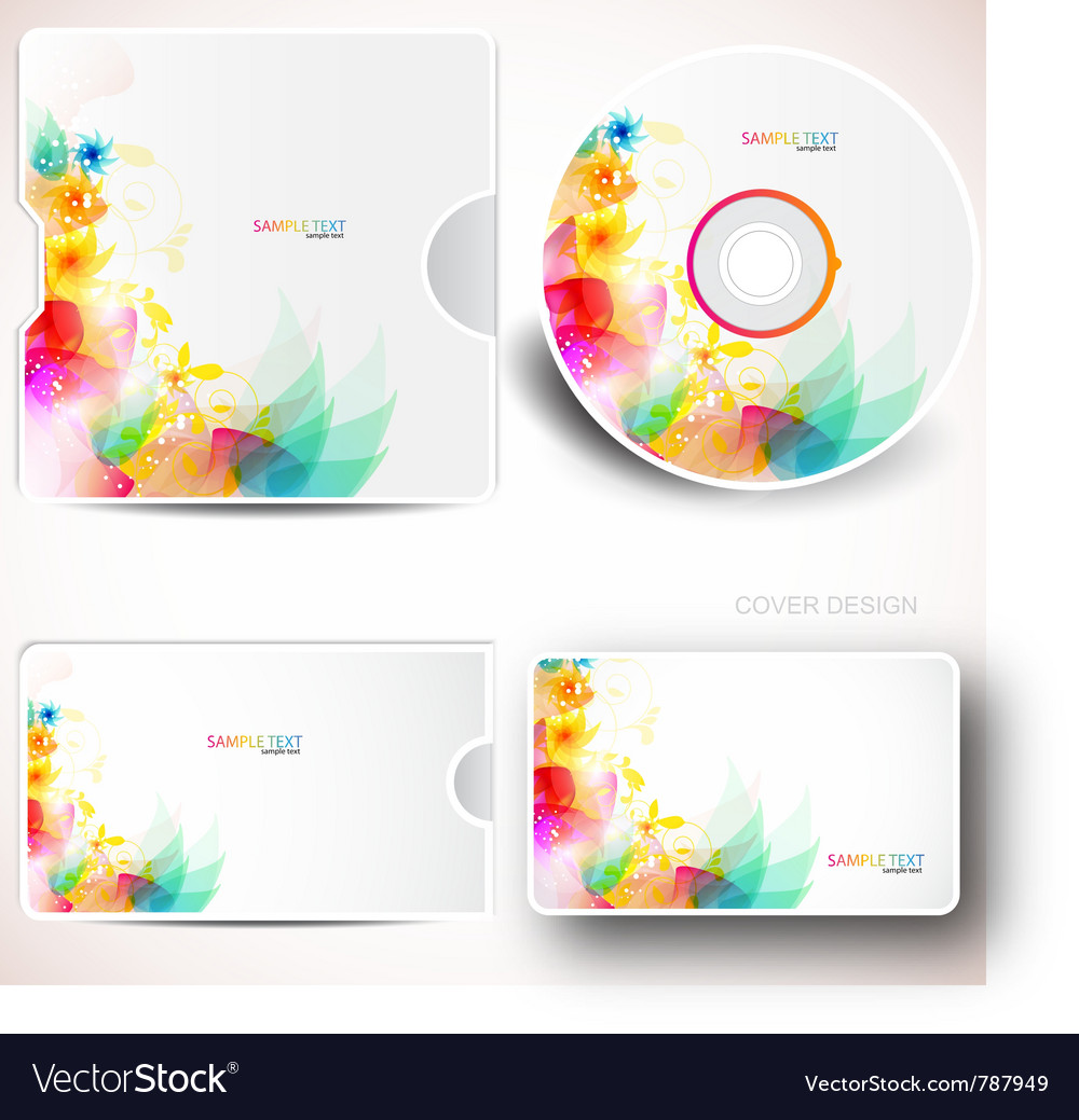 Floral Cd Disc Cover Template Royalty Free Vector Image