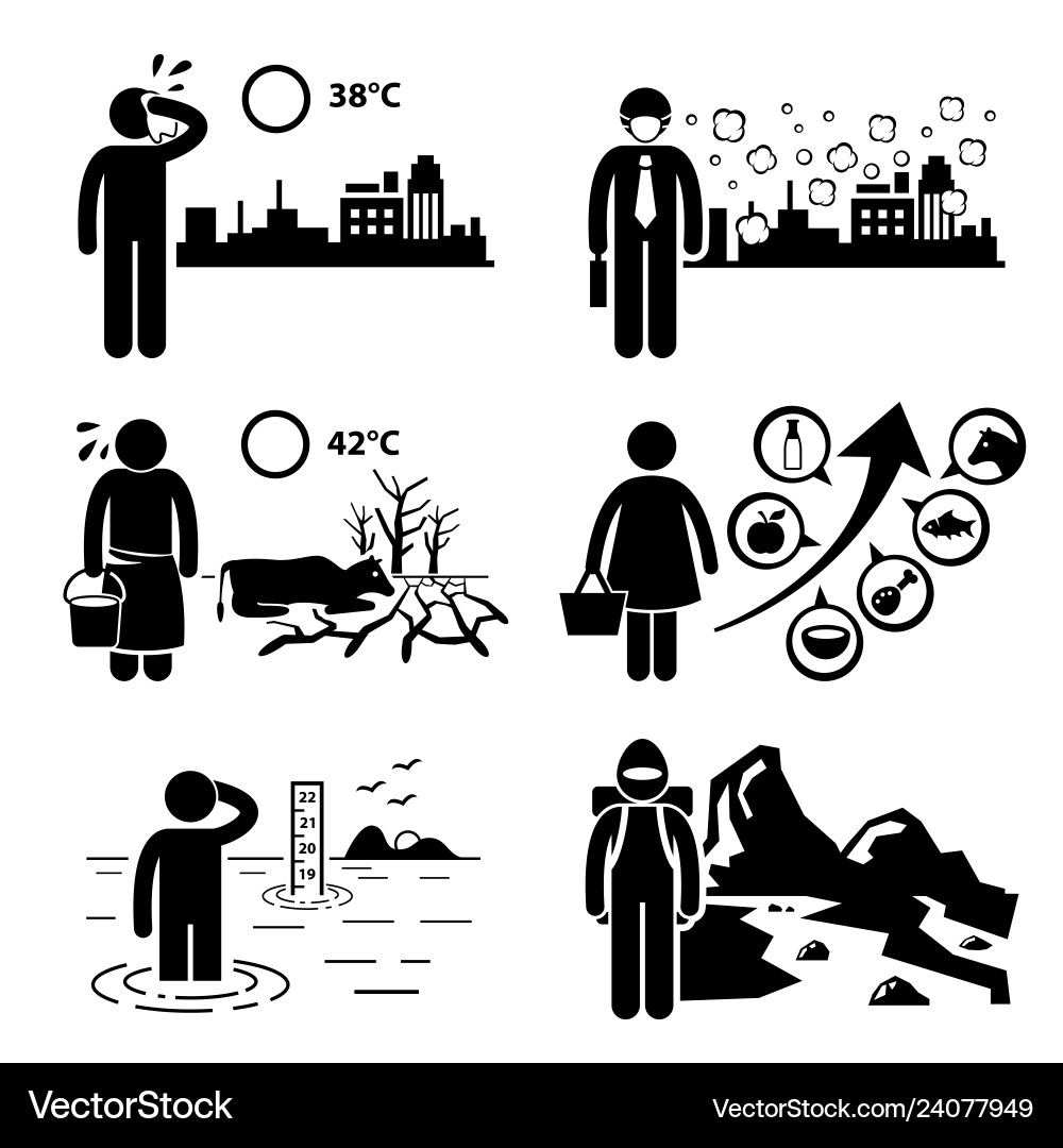 Global Warming Greenhouse Effects Stick Figure Vector Image