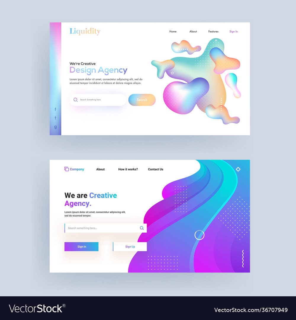 Gradient abstract landing page design set