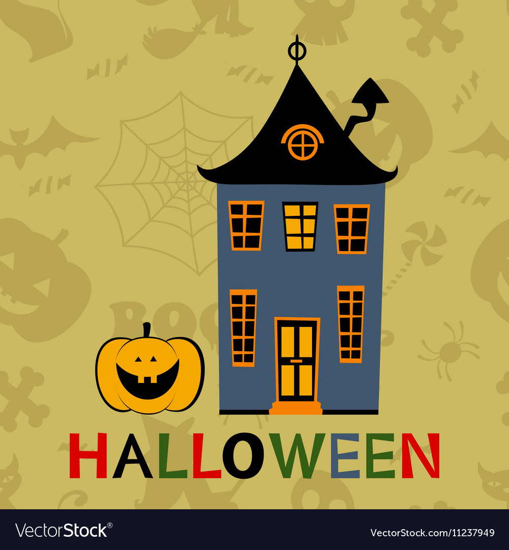 Halloween haunted house card