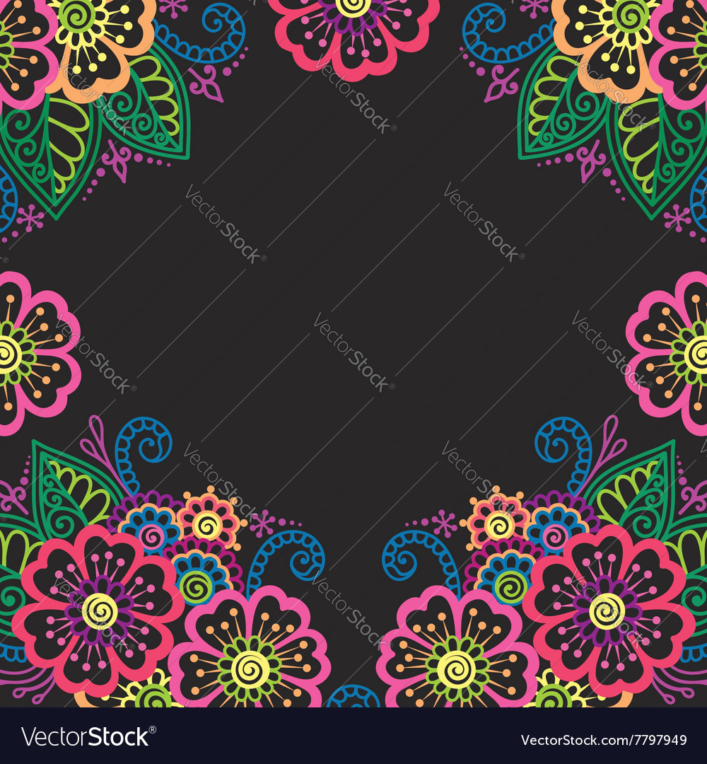 Henna flower ornament frame Royalty Free Vector Image