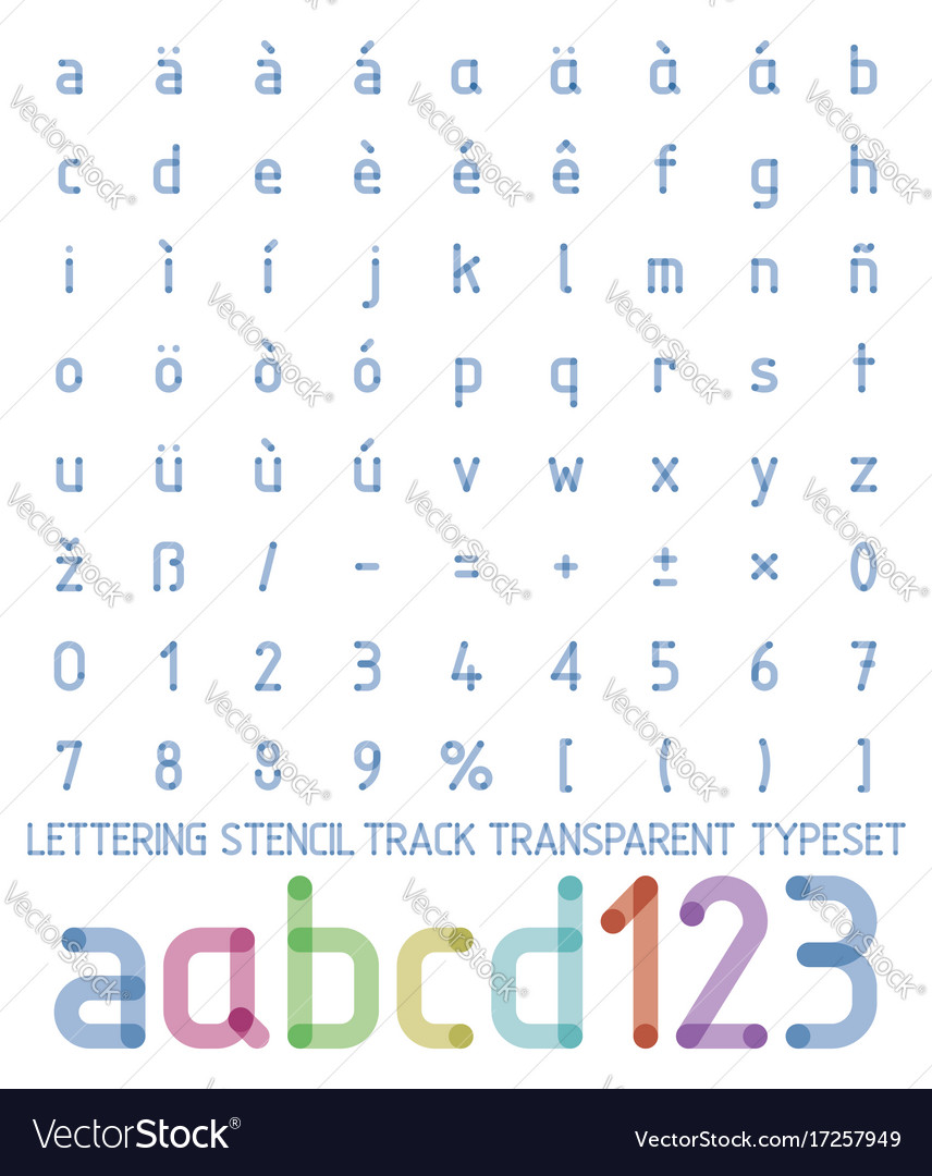 Lettering Stencil Track Transparent Typeset Vector Image