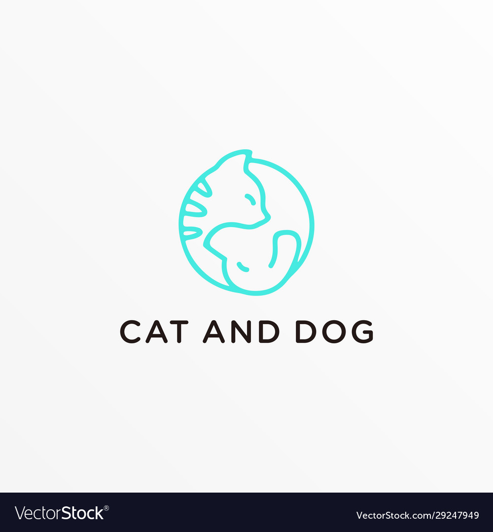 Logo cat a nd dog line art style Royalty Free Vector Image