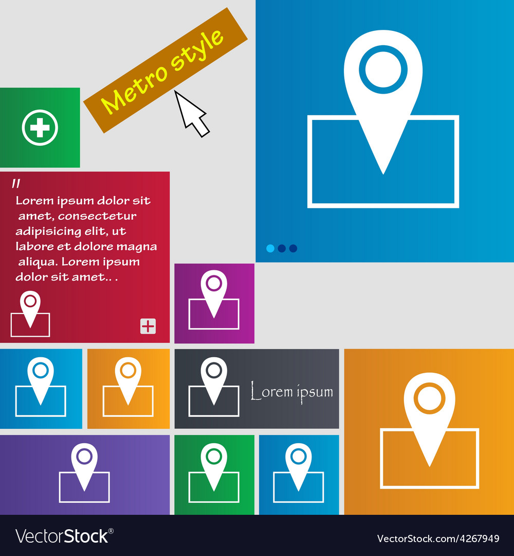Map pointer icon sign metro style buttons modern