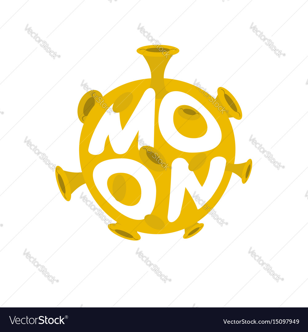 Moon lettering yellow planet of solar system