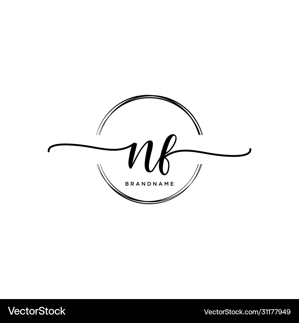 Nf initial handwriting logo with circle template Vector Image