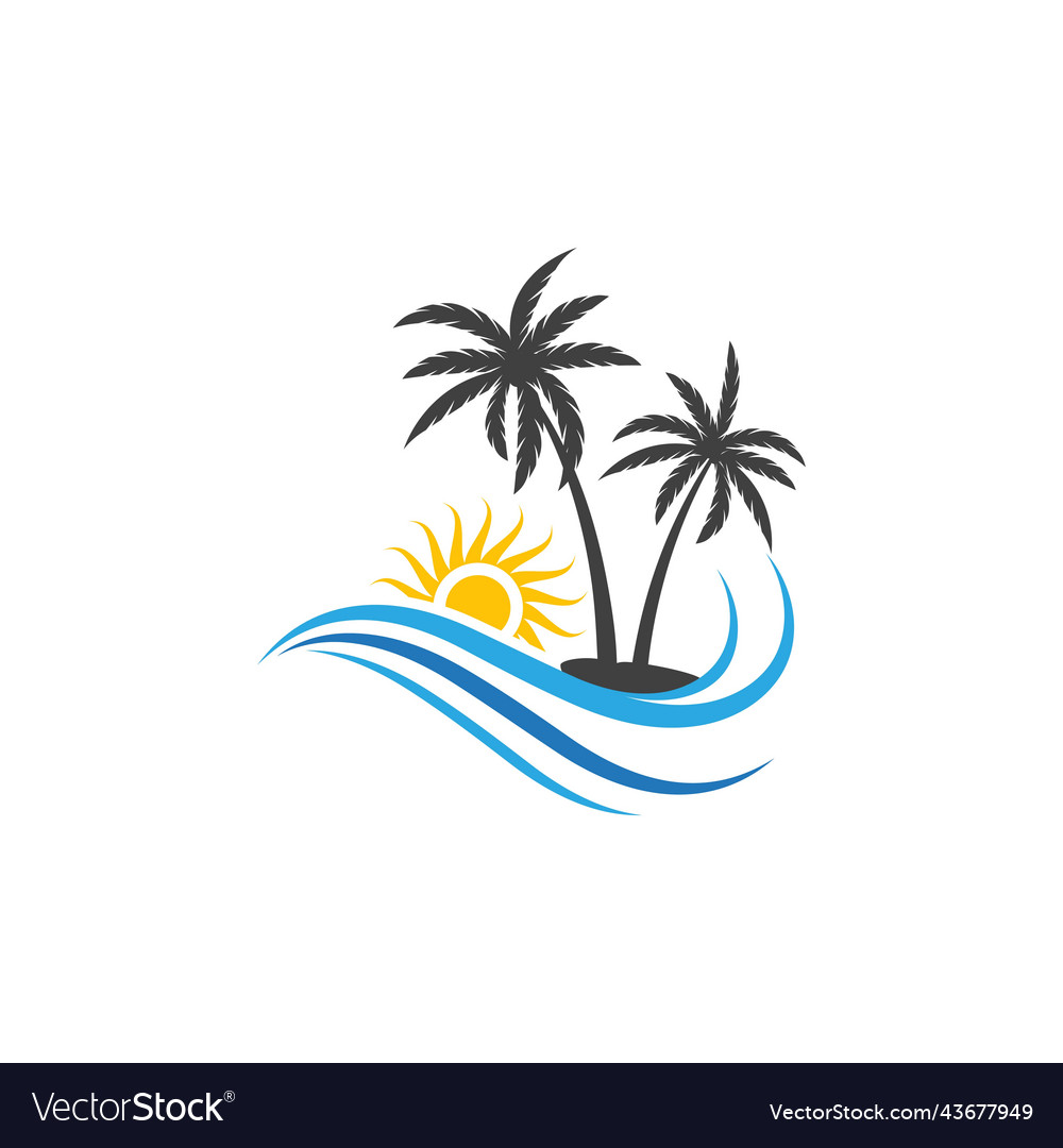 Palm tree summer logo template Royalty Free Vector Image