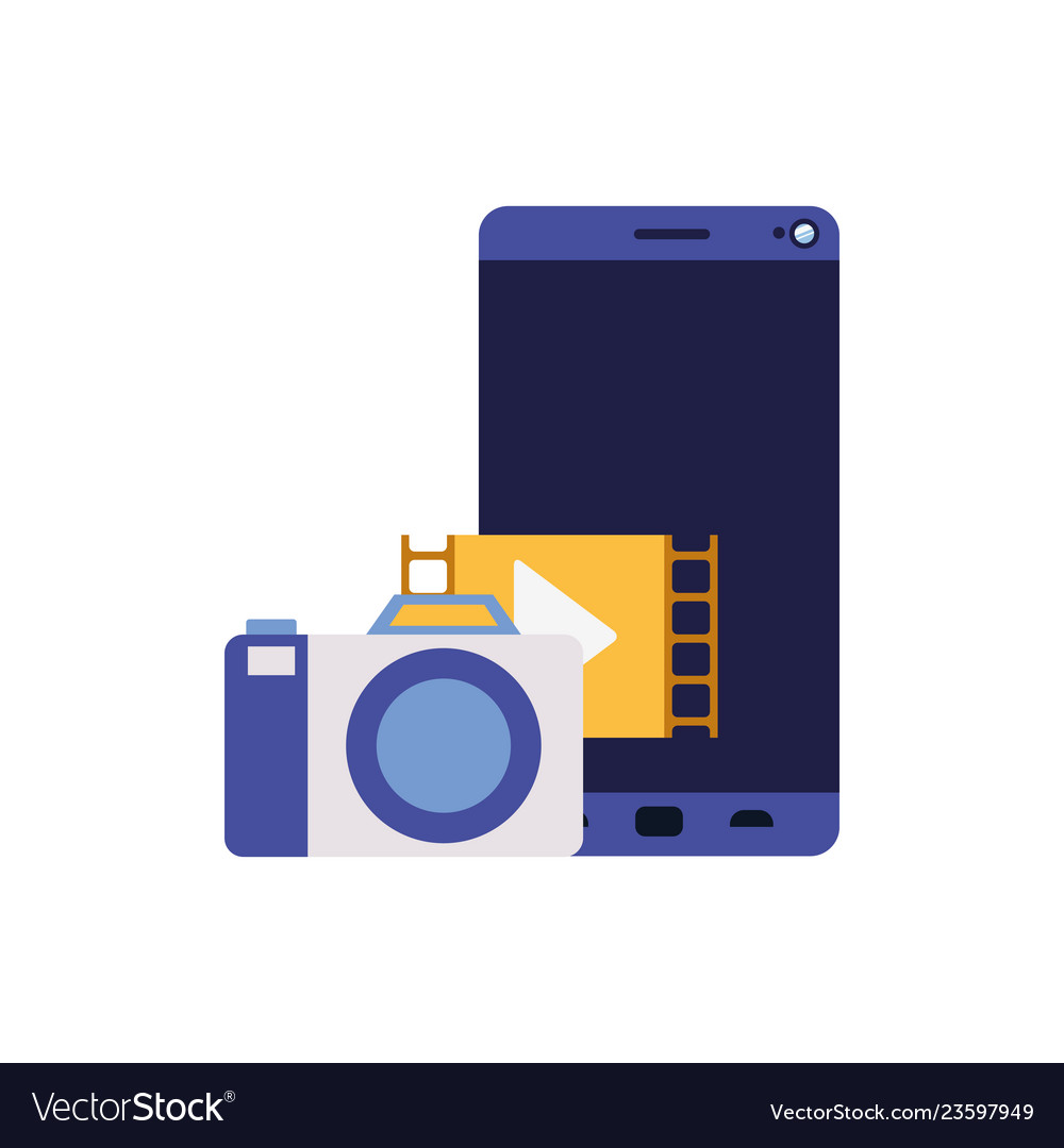 Screen smartphoen with camera isolated icon vector image Screen smartphoen with camera isolated icon