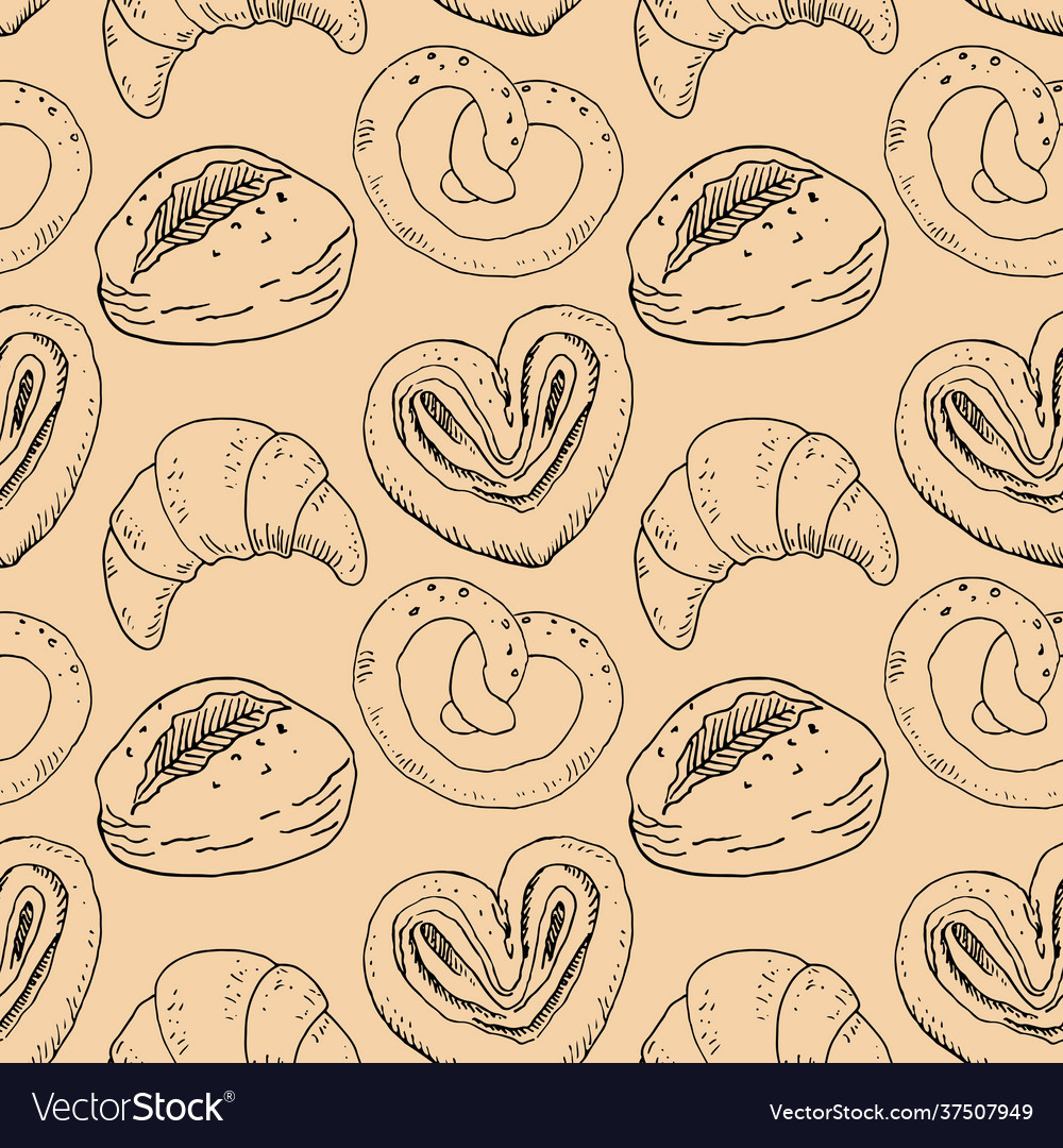 Seamless pattern with bakery products Vector Image Seamless pattern with bakery products