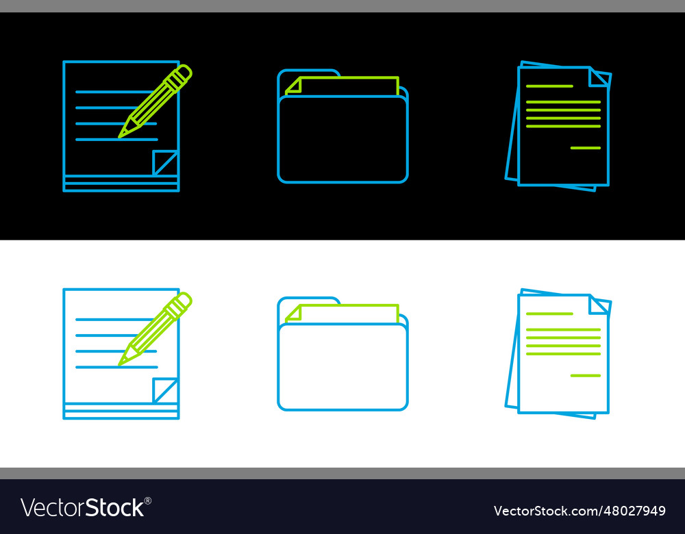Set line file document blank notebook and pencil vector image Set line file document blank notebook and pencil