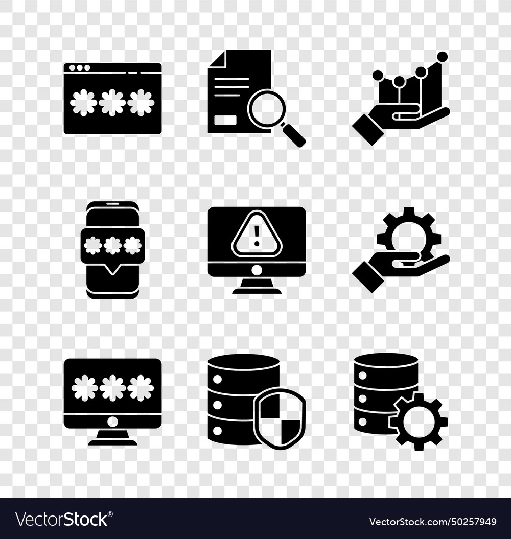 Set password protection document with search pie vector image Set password protection document with search pie