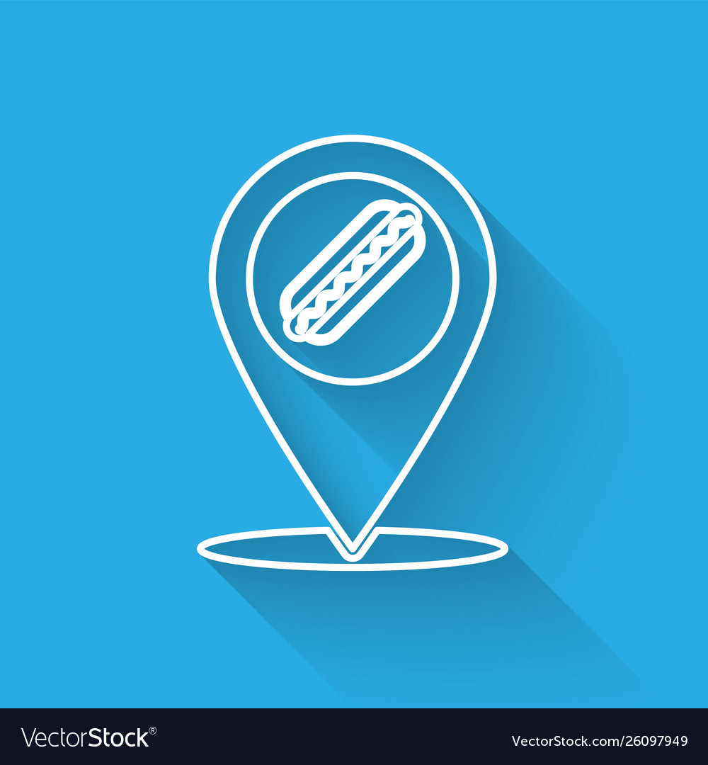 White map pointer with fast food hotdog line icon Vector Image White map pointer with fast food hotdog line icon