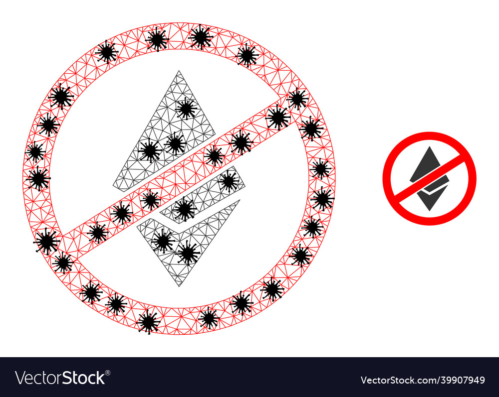 Wire frame mesh no ethereum icons with pathogen Vector Image Wire frame mesh no ethereum icons with pathogen
