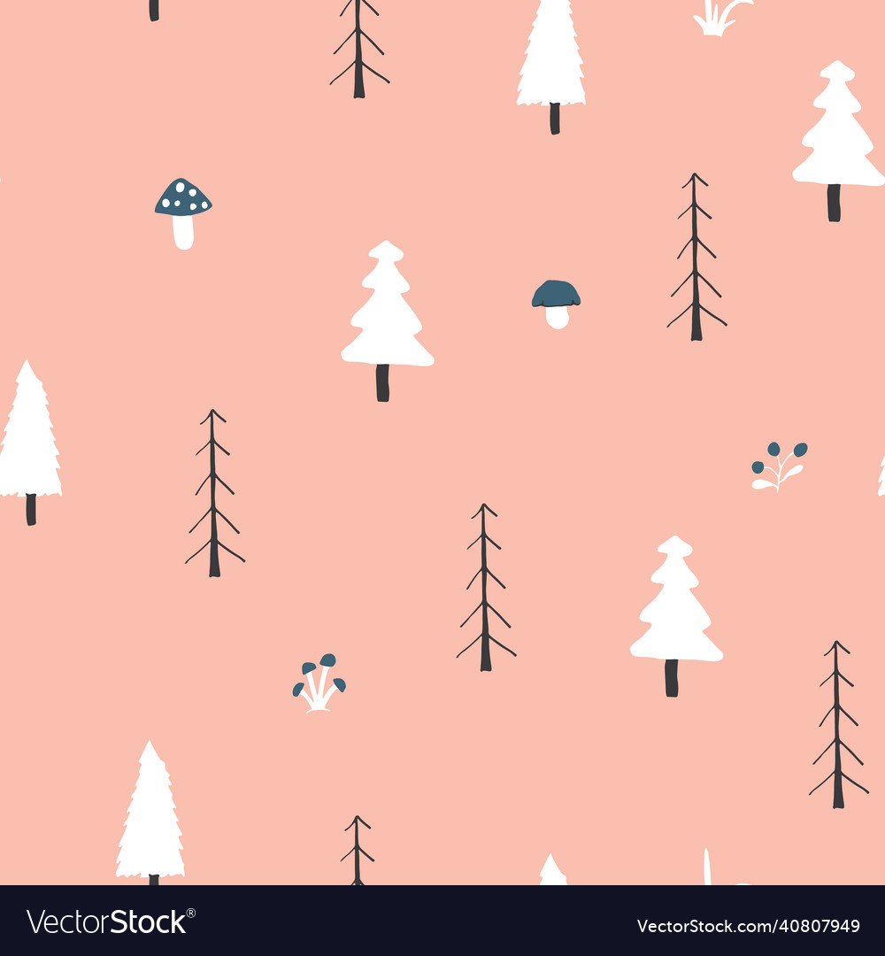 Woodland seamless pattern forest background cute