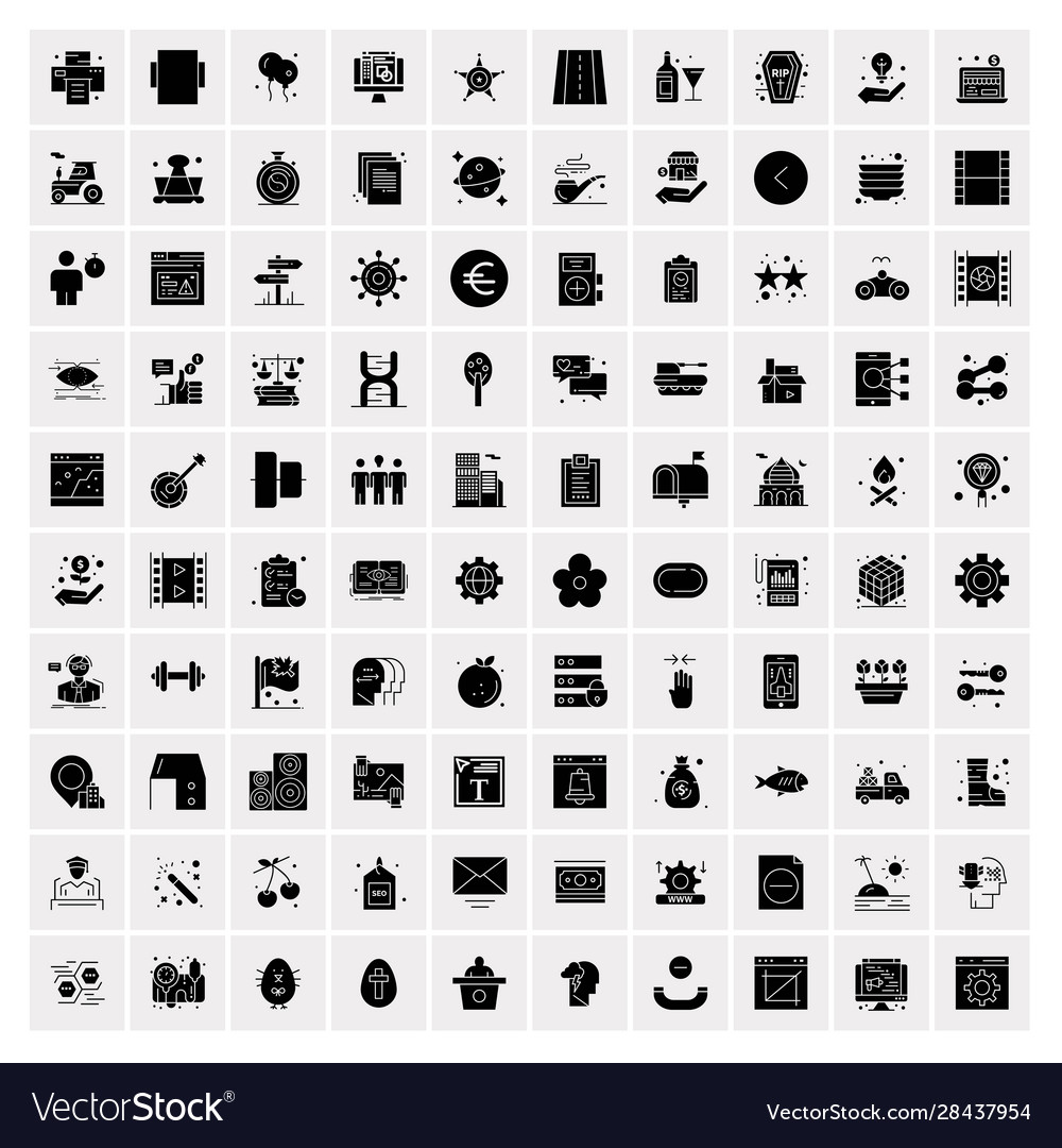 100 solid business icons for web and print