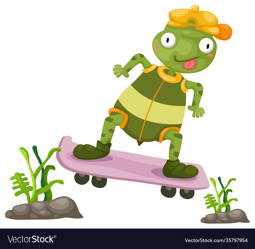 A turtles play skateboarding on white background