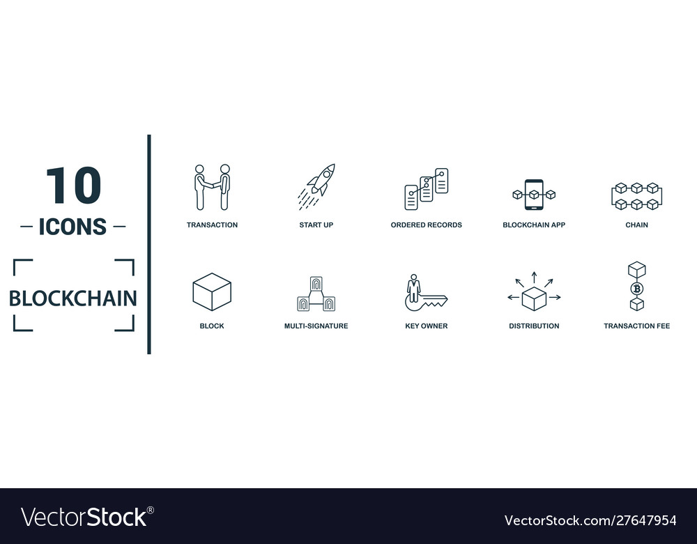Blockchain icon set include creative elements