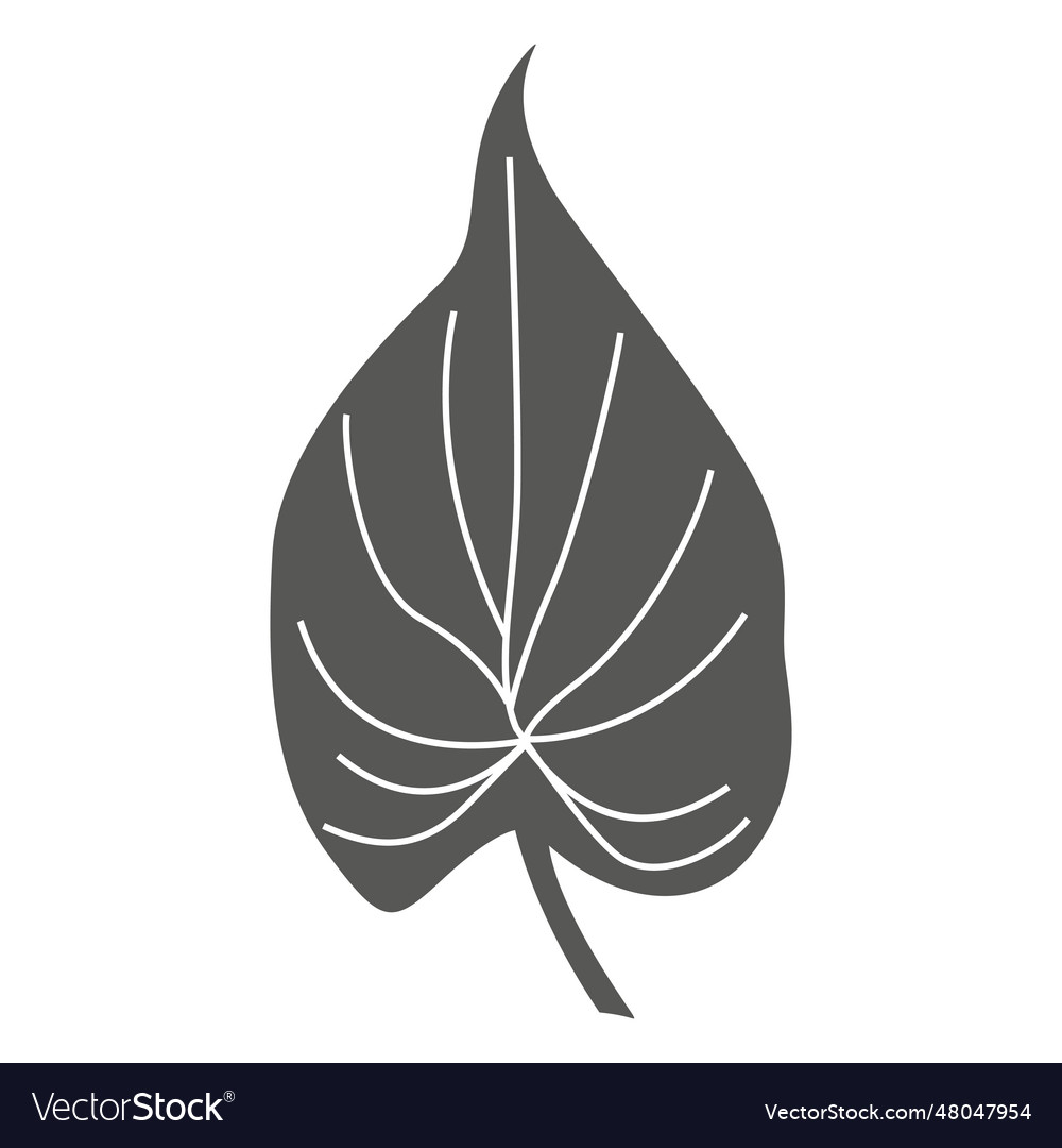 Cordate line sketch leaf silhouette Royalty Free Vector