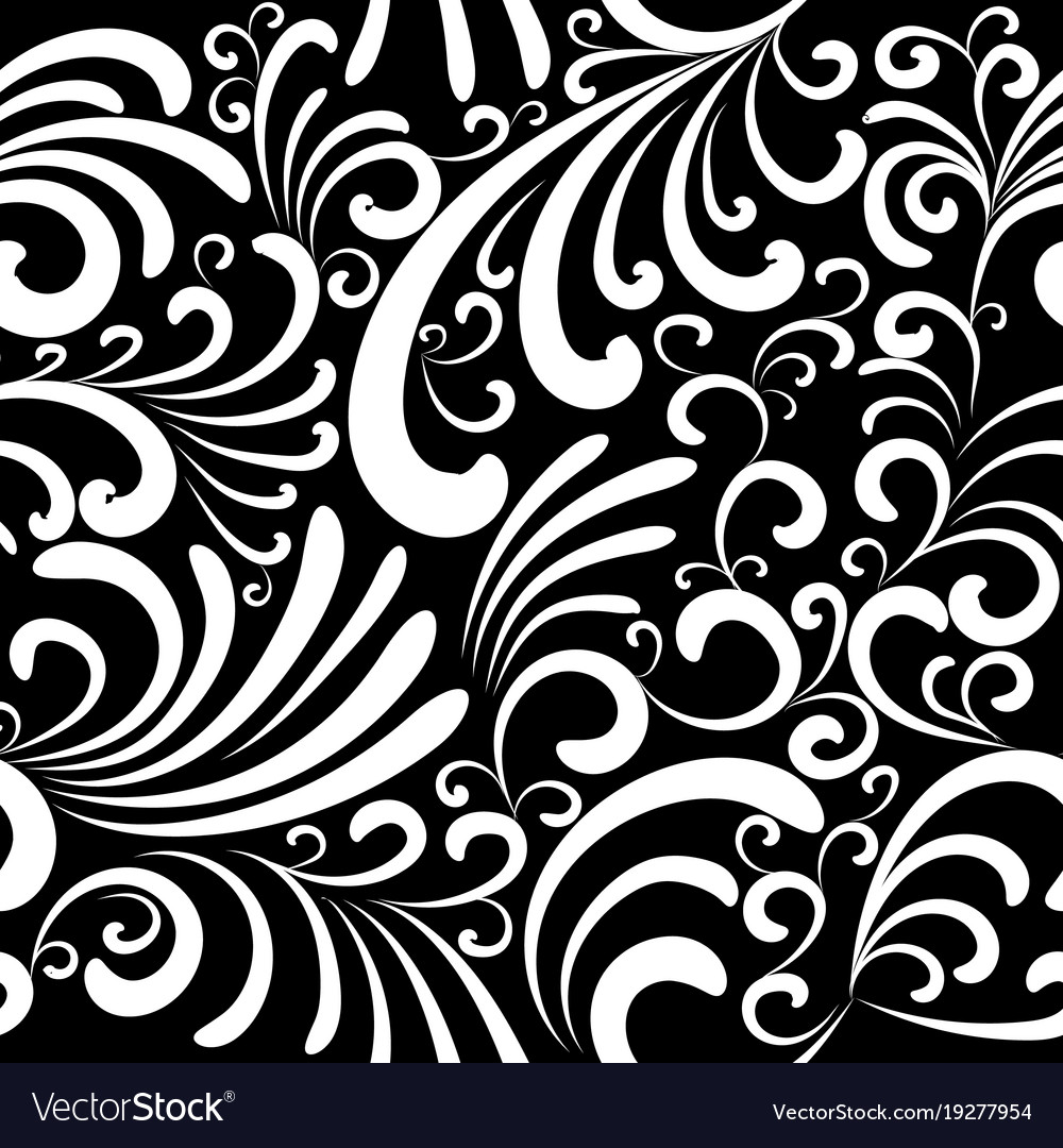 Isolated black white floral seamless pattern Vector Image