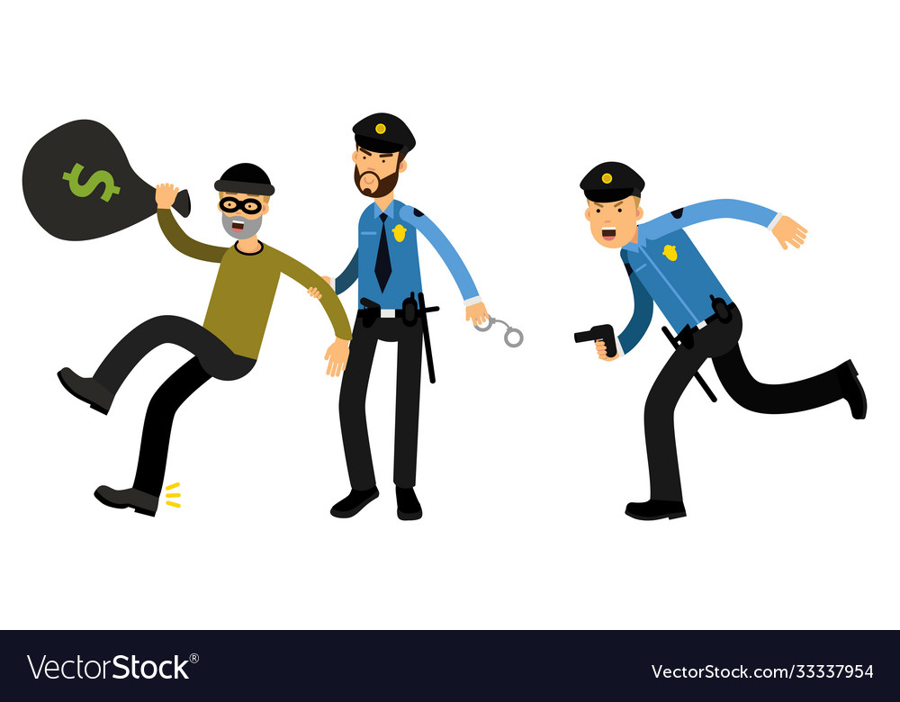 Police officer and road patrol wearing policeman Vector Image