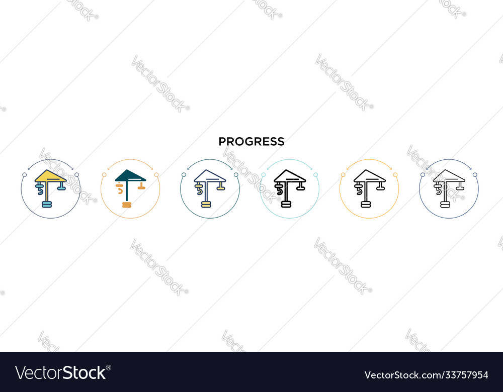 Progress icon in filled thin line outline Vector Image Progress icon in filled thin line outline