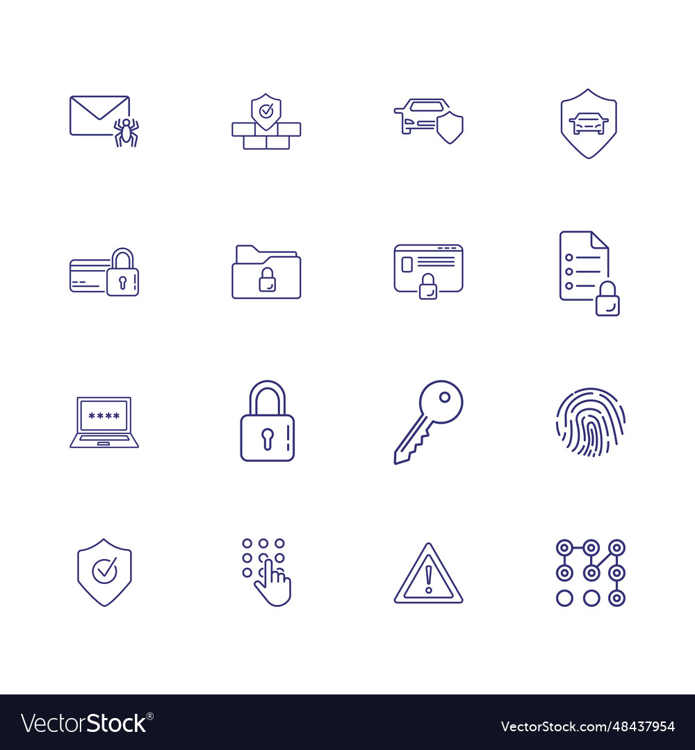 Protected access line icon set fingerprint vector image Protected access line icon set fingerprint