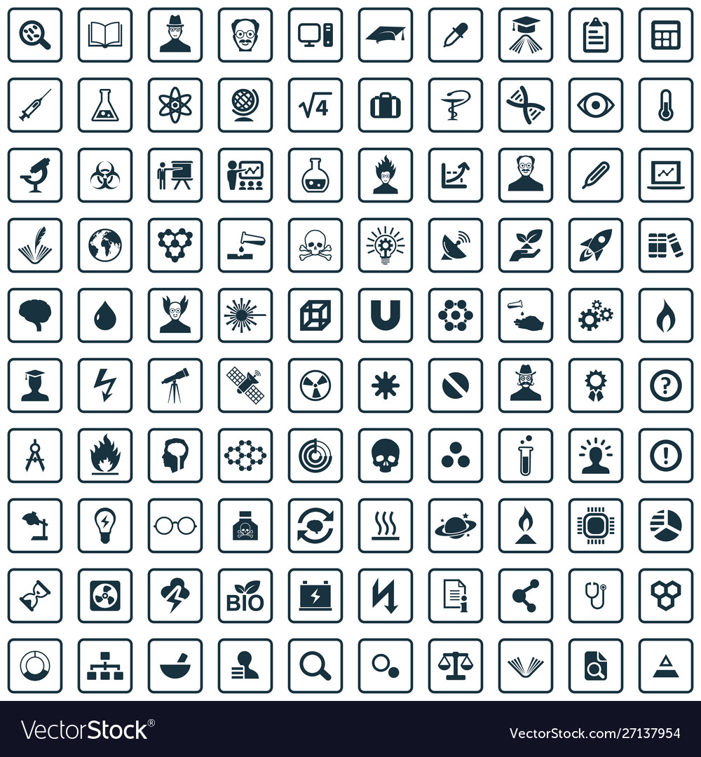 Science 100 icons universal set for web and ui