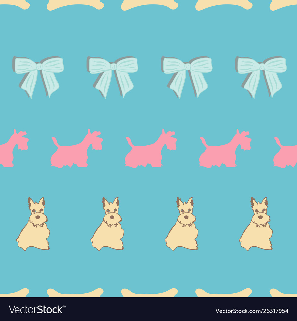 Scottie dog pattern print collection repeat vector image Scottie dog pattern print collection repeat