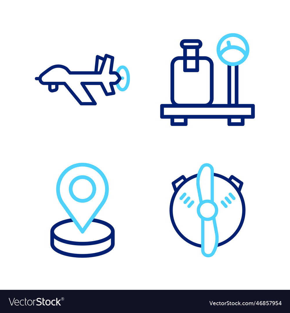 Set line plane propeller location scale vector image Set line plane propeller location scale