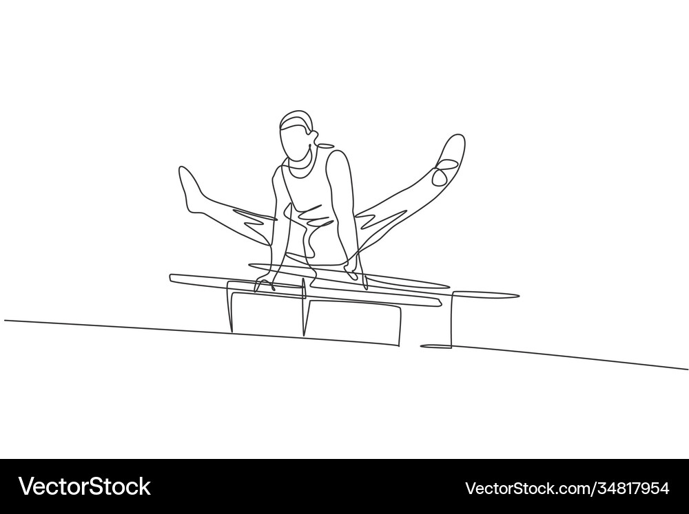 Single continuous line drawing young handsome Vector Image