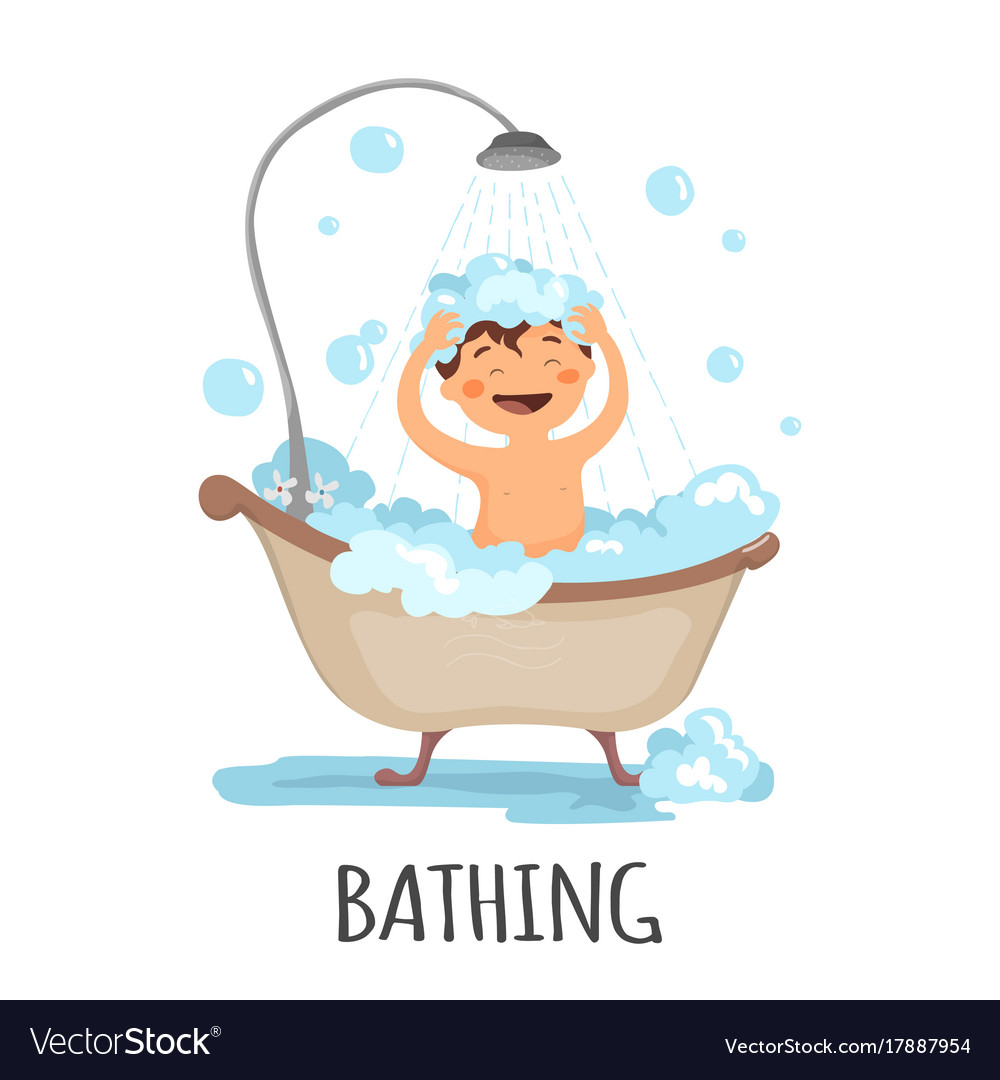 Kid having bath Royalty Free Vector Image - VectorStock