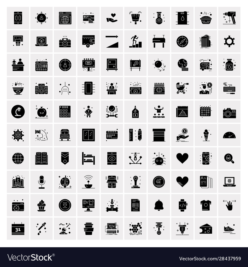 100 solid business icons for web and print