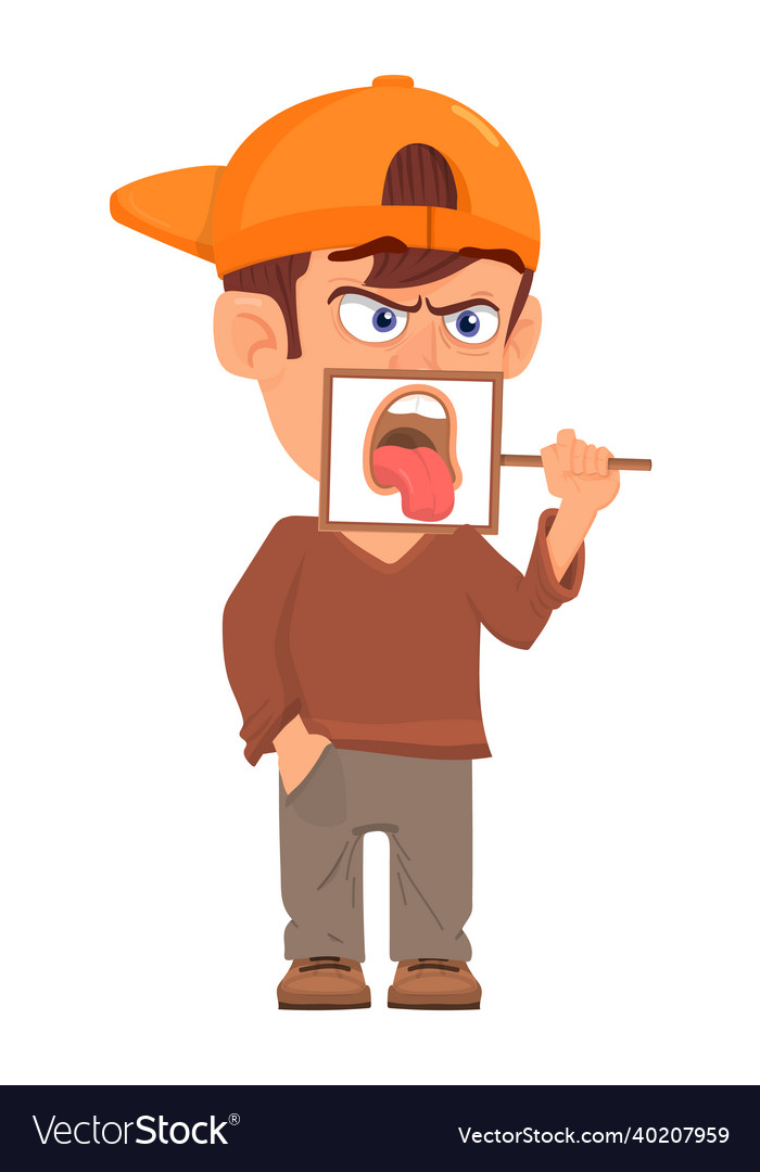 Boy with tongue out funny cartoon character Vector Image
