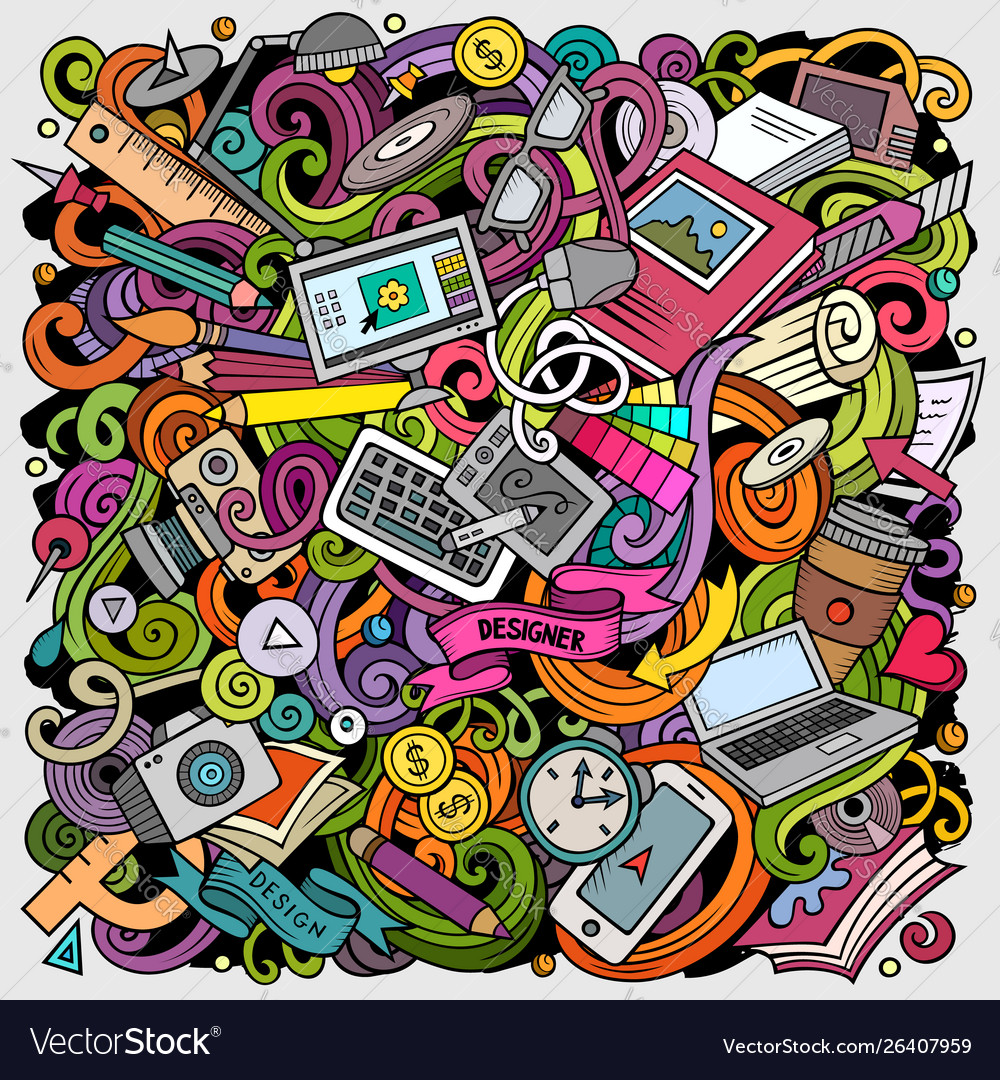 Cartoon doodles art and design Royalty Free Vector Image