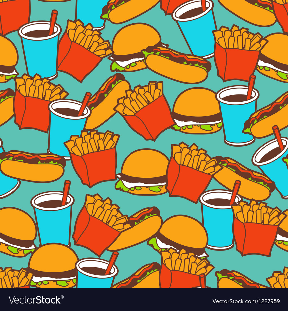 Fast food seamless pattern in retro style