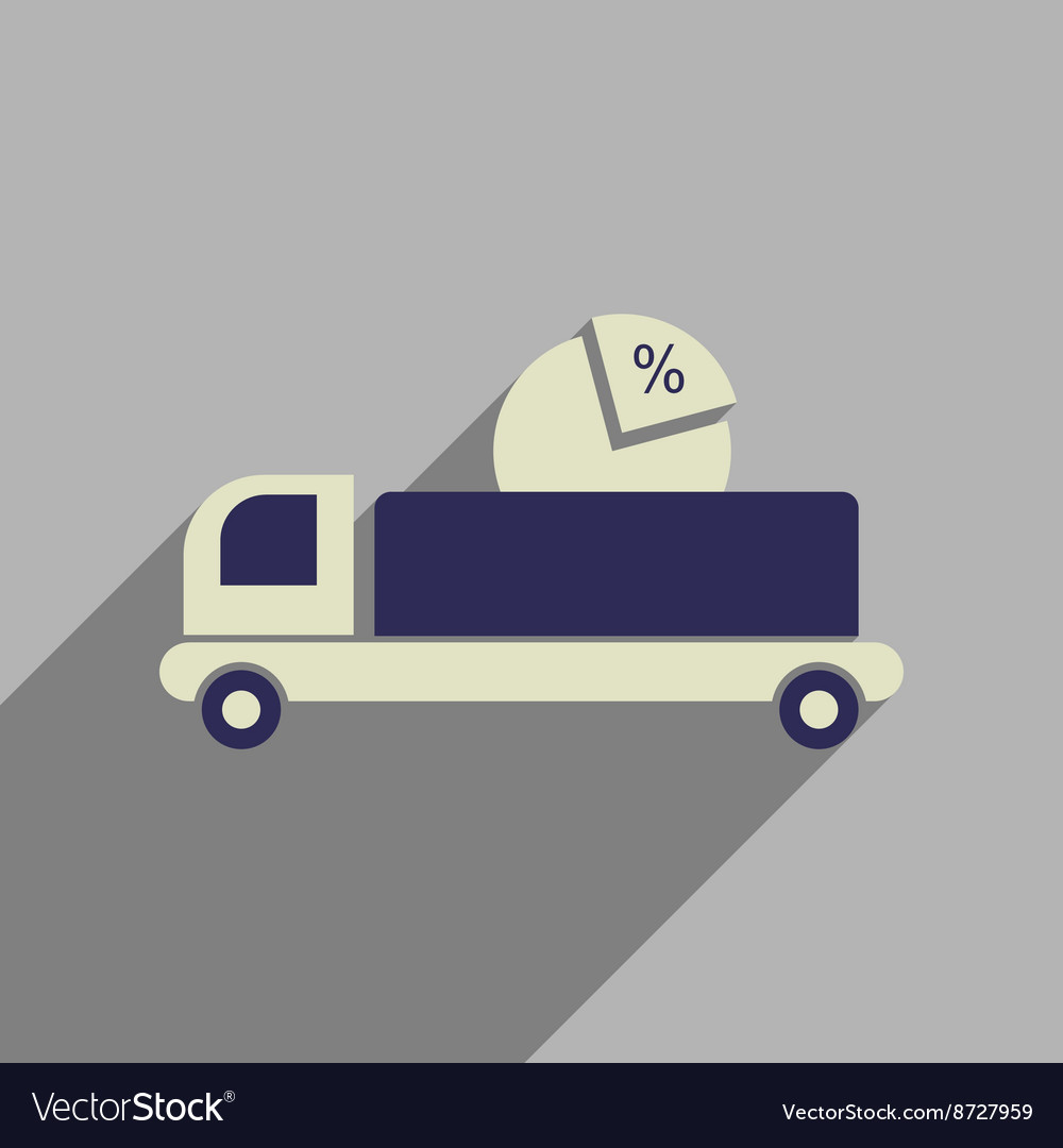 Flat web icon with long shadow car chart