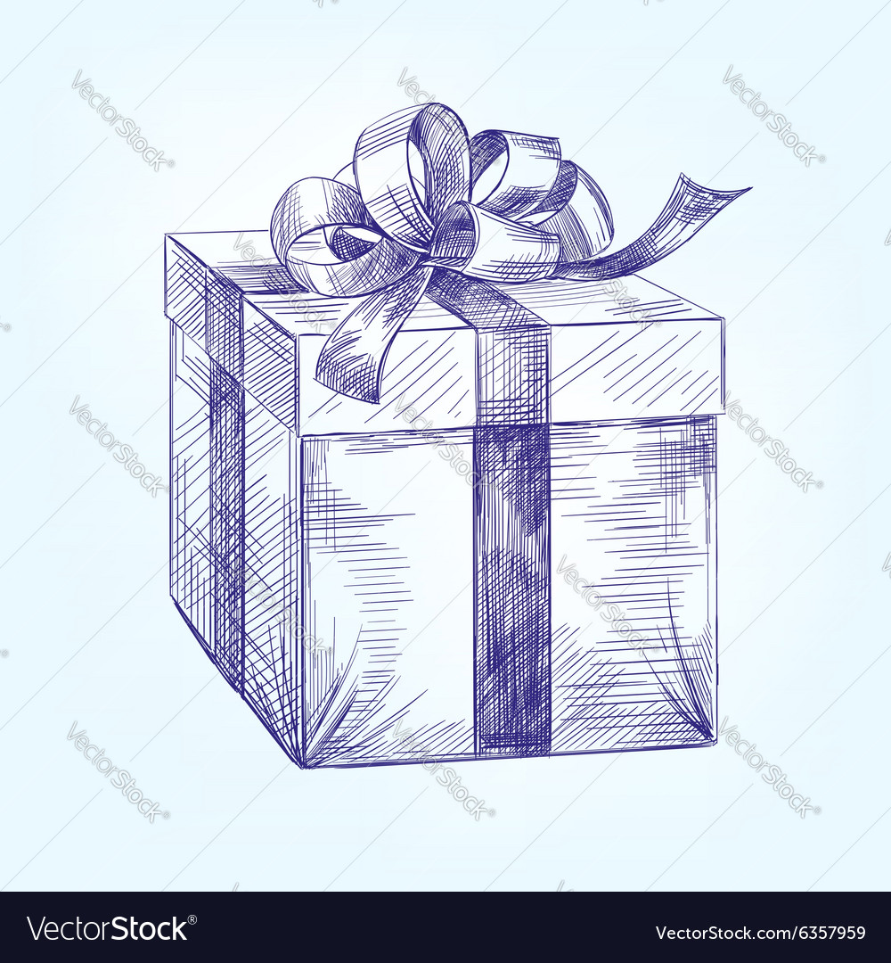 gift box pencil drawing