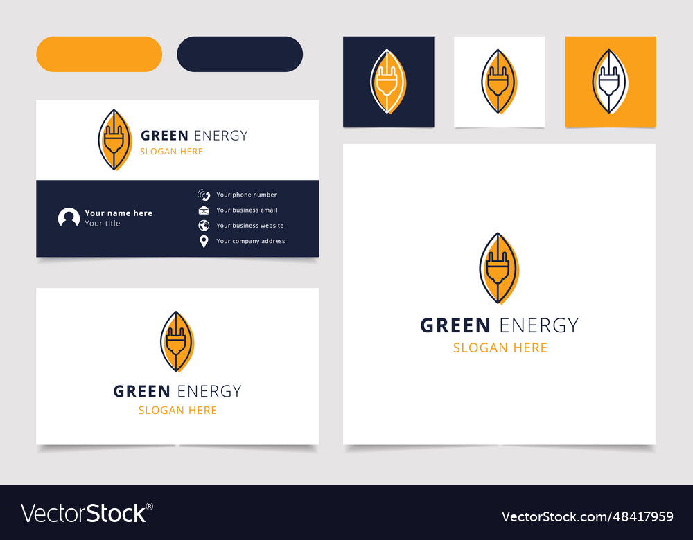 Green energy logo design with editable slogan