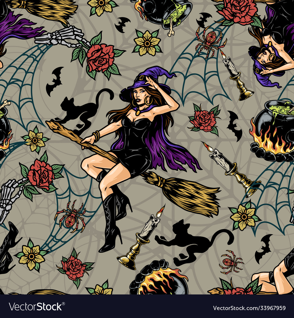 Halloween vintage seamless pattern Royalty Free Vector Image