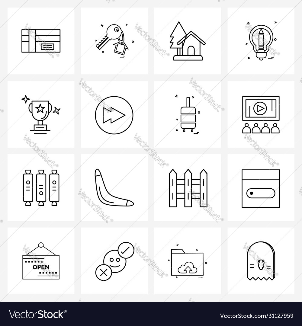Isolated symbols set 16 simple line icons