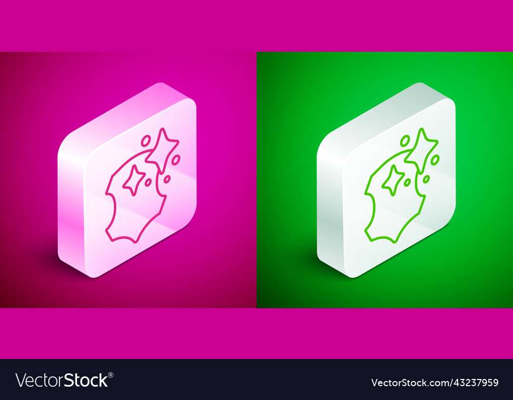 Isometric line leather icon isolated on pink