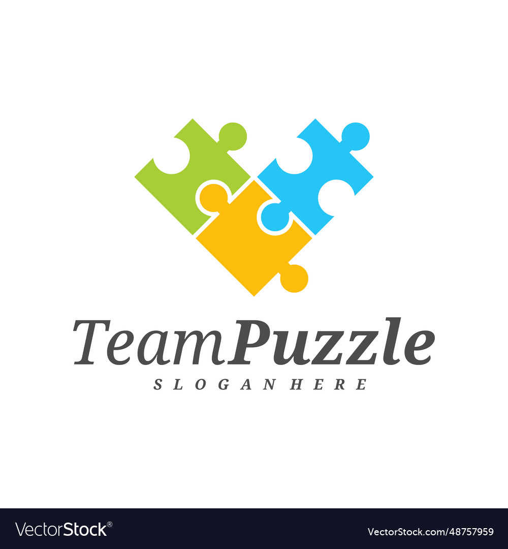 Love puzzle logo design template label Royalty Free Vector