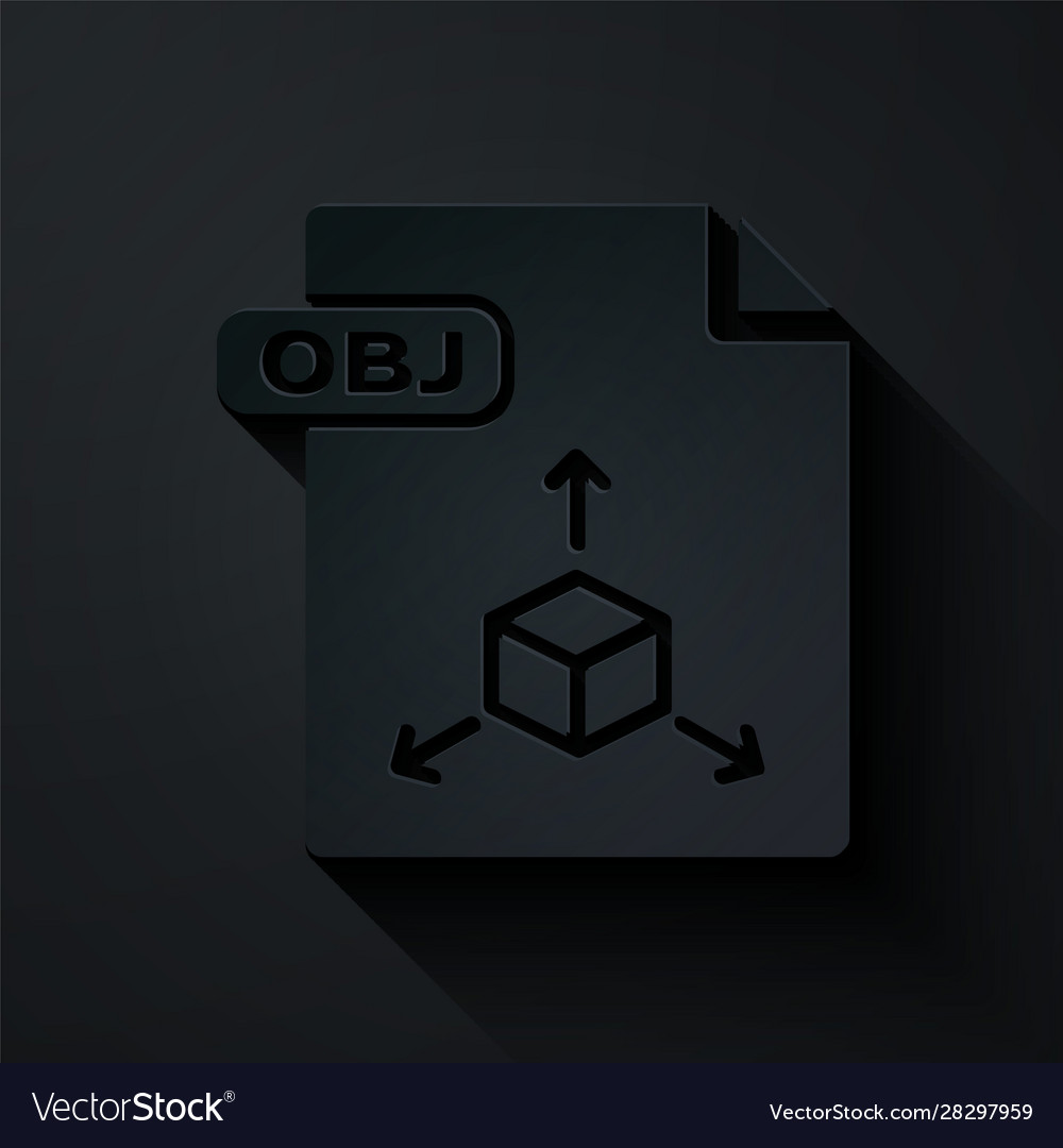Paper cut obj file document download button vector image Paper cut obj file document download button