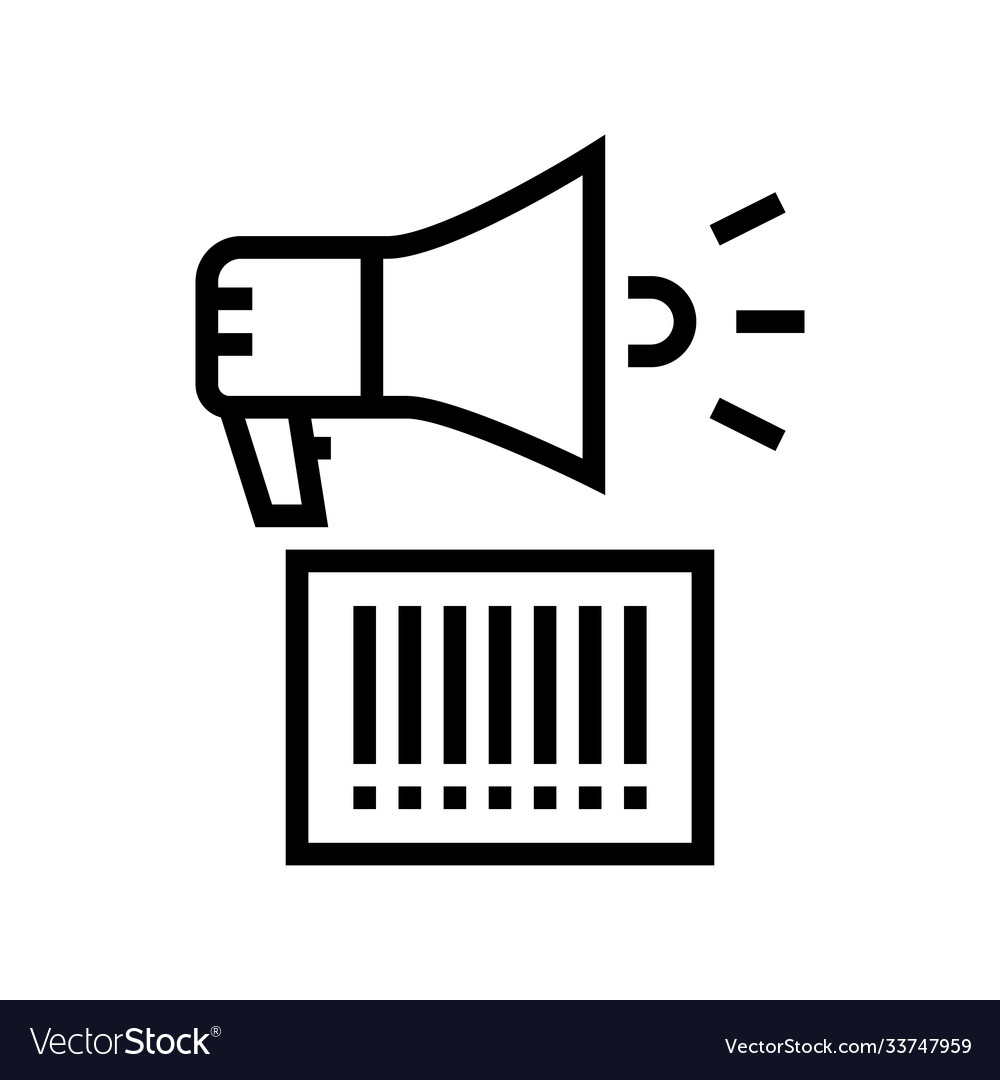 Qr code loudspeaker line icon isolated
