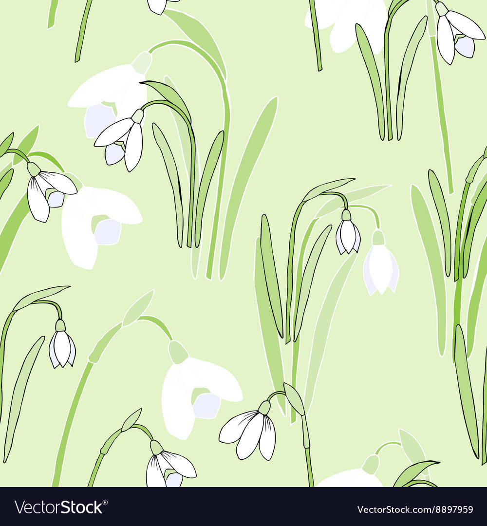 Seamless pattern with snowdrops